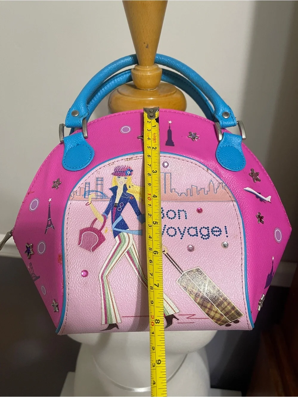 Barbie VTG Bon Voyage Pink & Blue Dome Satchel Bag